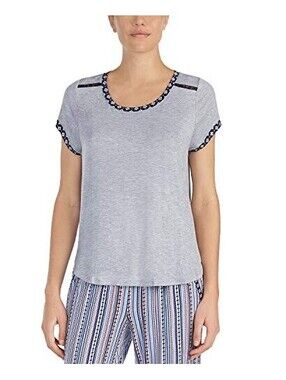 Layla Womens Sleepwear Contrast Trim Lace Detail Pajama Top Only 1-Piece Size S
